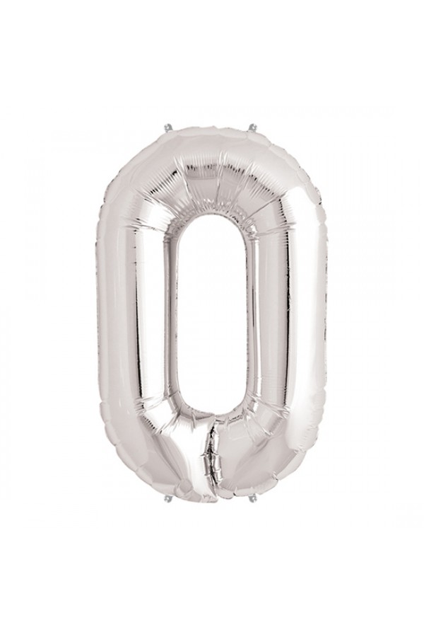 Parti Aksesuar 0 Rakam Folyo Balon Gümüş  40 inç