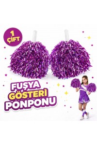 1 Çift ( 2 Adet ) Fuşya Renk 23 Nisan 19 Mayıs 29 Ekim Okul Gösteri Ponponları Ekstra Dolgun