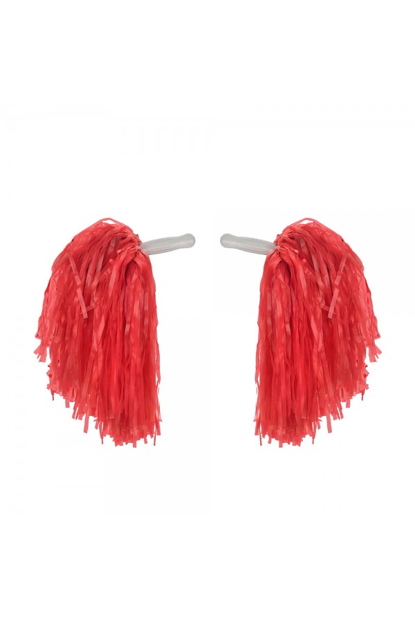 1 Çift ( 2 Adet ) Kırmızı Renk 23 Nisan Gösteri Ponponu