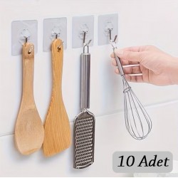 10 ADET Kendinden Yapışkanlı Şeffaf Askı 10 ADET Kendinden Yapışkanlı Şeffaf Askı