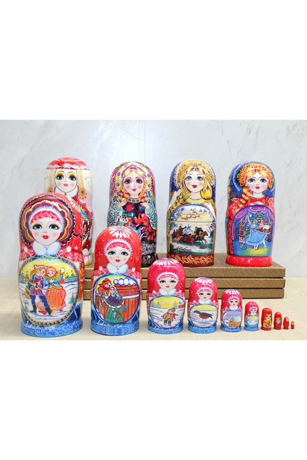10'Lu Ahşap Matruşka Seti