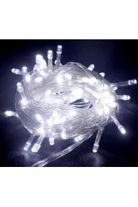 10m 100 Led Boncuk Lamba Beyaz Işık Şeffaf Kablo
