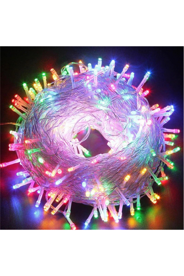 10m 100 Led Boncuk Lamba RGB Işık Şeffaf kablo