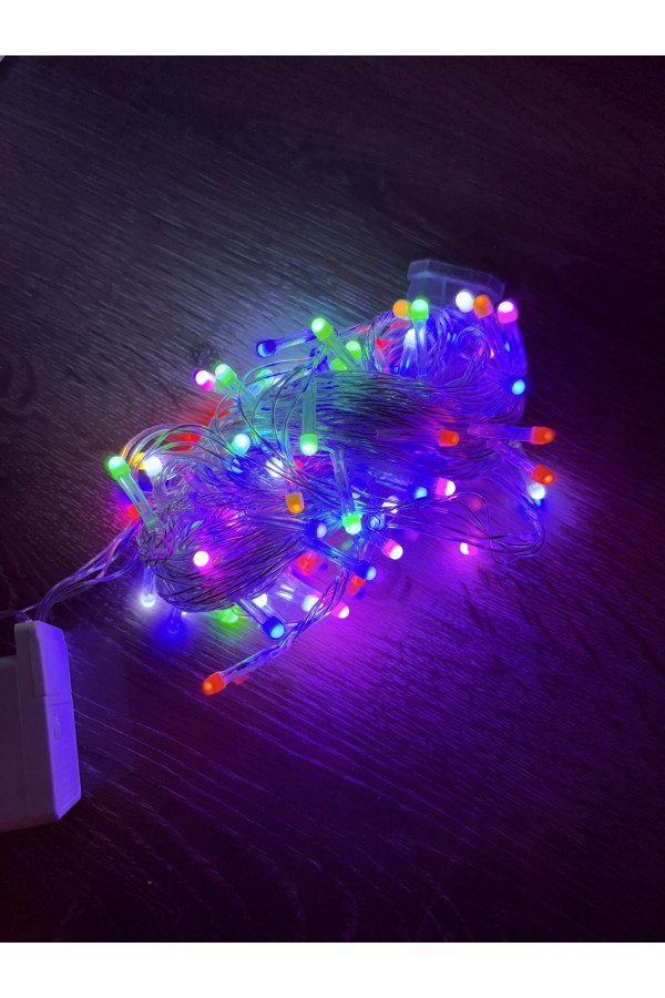 10m 100 Led Damla Uçlu RGB Işık Şeffaf Kablo