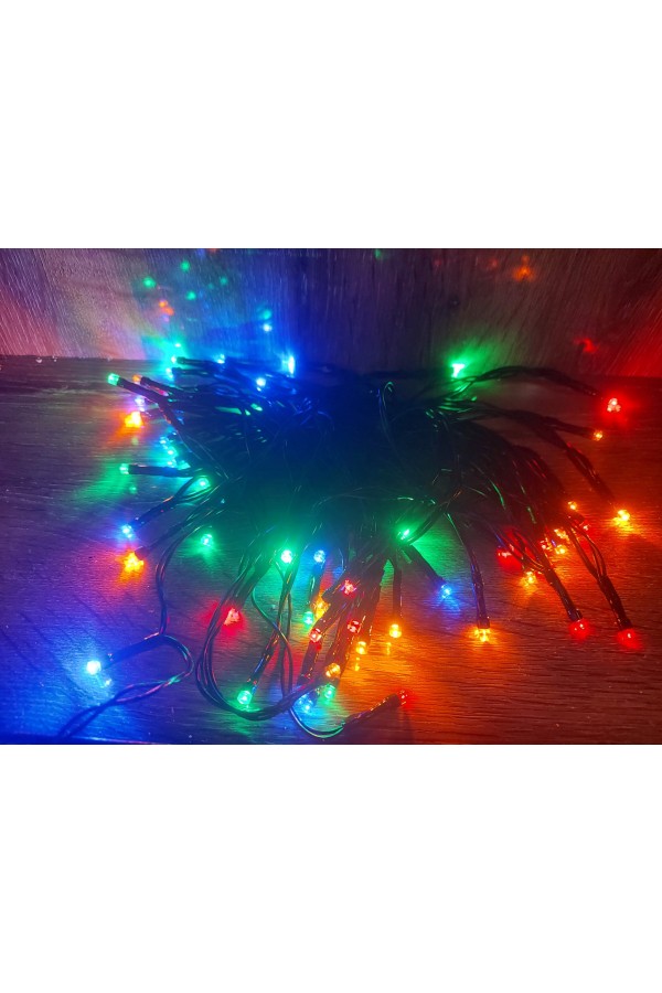 10m 100 Led Pilli 2 Kademeli RGB IŞIK Siyah Kablo