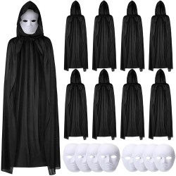 120 cm Siyah Kapüşonlu Pelerin ve Boyanabilir Karton Maske 8’li Set 120 cm Siyah Kapüşonlu Pelerin ve Boyanabilir Karton Maske 8’li Set