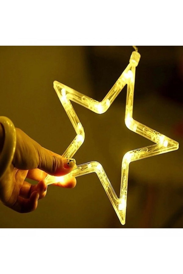Yıldız Sarkıtlı Perde LED Aydınlatma - 3m Genişlik, 8 Modlu, Günışığı Renk,Ev Süsleme Işığı Yıldız Sarkıtlı Perde LED Aydınlatma - 3m Genişlik, 8 Modlu, Günışığı Renk,Ev Süsleme Işığı