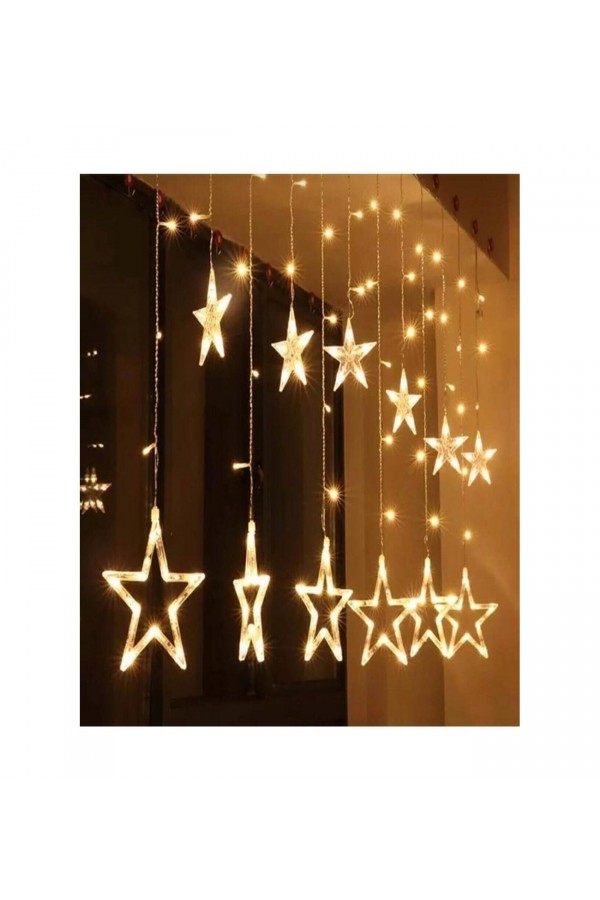 Yıldız Sarkıtlı Perde LED Aydınlatma - 3m Genişlik, 8 Modlu, Günışığı Renk,Ev Süsleme Işığı Yıldız Sarkıtlı Perde LED Aydınlatma - 3m Genişlik, 8 Modlu, Günışığı Renk,Ev Süsleme Işığı