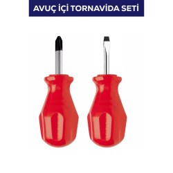 2'li Avuç Içi Tornavida Seti Düz Yıldız 2'li Avuç Içi Tornavida Seti Düz Yıldız