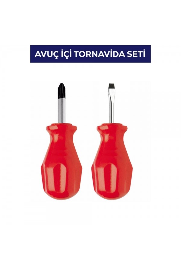 2'li Avuç Içi Tornavida Seti Düz Yıldız