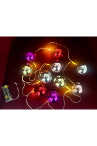 2 Metre 10 Led Pilli 2 Kademeli Parlak Top Led Yılbaşı Ağacı Süsü