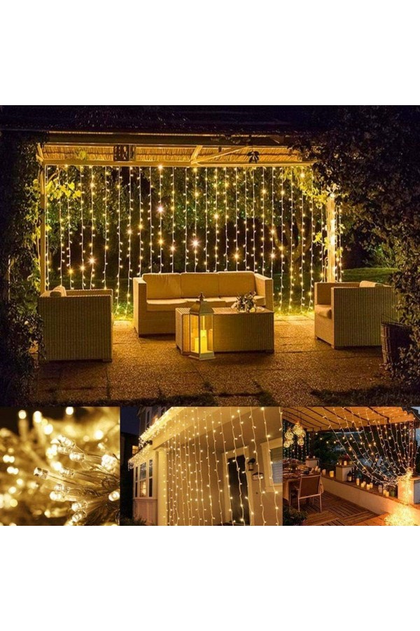 3*2 Perde Led Sarı Işık