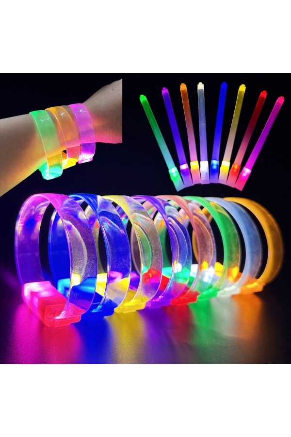 3 Modlu Pilli LED Işıklı Esnek Parti Bilekliği Yeşil