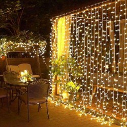 3x2m Perde LED - 8 Fonksiyonlu, Su Geçirmez İç Dış Mekan Teras Dekor Işıkları