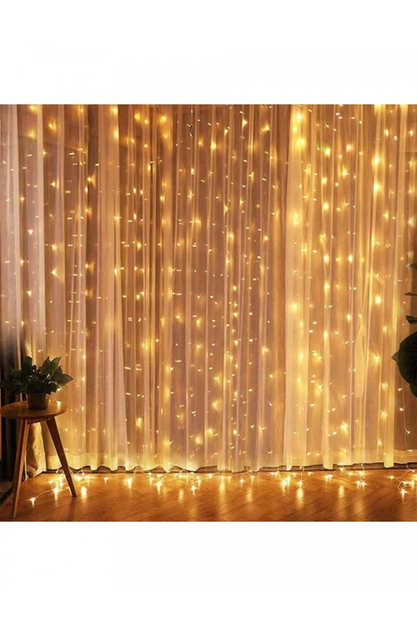 3x2m Perde LED - 8 Fonksiyonlu, Su Geçirmez İç Dış Mekan Teras Dekor Işıkları