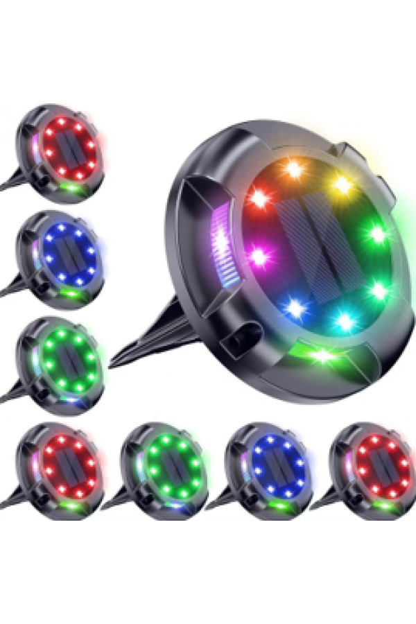 4'lü Solar Panelli Kazıklı Zemin Solar Ledi 8+4 Led RGB