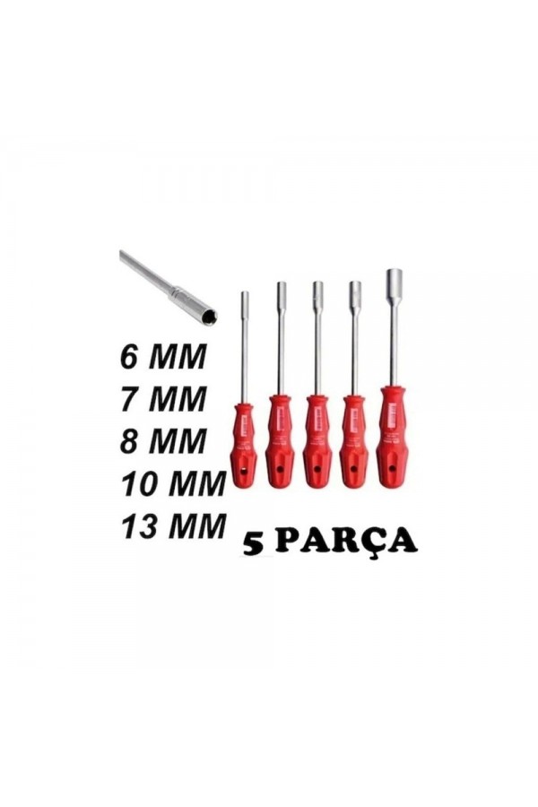 5 Adet Lokma Anahtar Tornavida 6/7/8/10/13/mm Metal Altıgen 5 Adet Lokma Anahtar Tornavida 6/7/8/10/13/mm Metal Altıgen