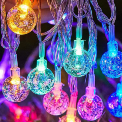 5m 28 Led Kristal Top Gün Işığı Şeffaf Kablo Fişli Eklemeli