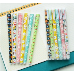 6’lı çiçek desenli jel tükenmez kalem