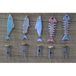 Ahşap Balıklı Metal Çan