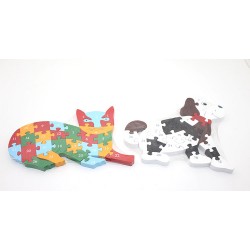 Ahşap Kedi Ve Köpek Yapboz