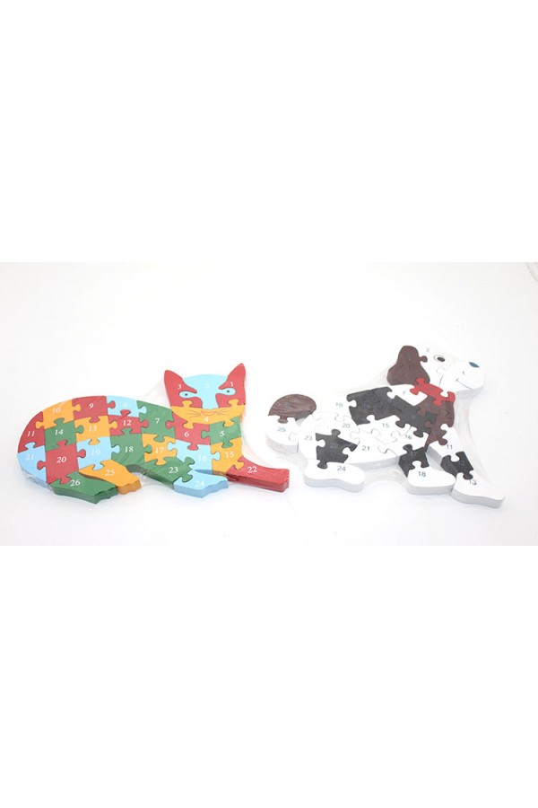 Ahşap Kedi Ve Köpek Yapboz