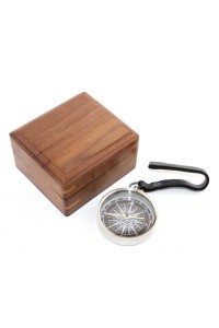 Ahşap Kutulu Krom Pusula