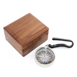 Ahşap Kutulu Krom Pusula