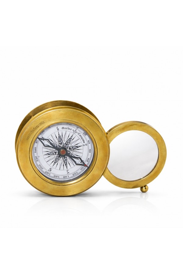 Ahşap Kutulu Pirinç Mercekli Pusula