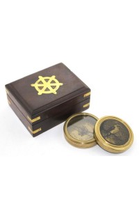 Ahşap Kutulu Pirinç Pusula