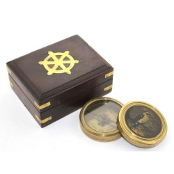Ahşap Kutulu Pirinç Pusula Ahşap Kutulu Pirinç Pusula