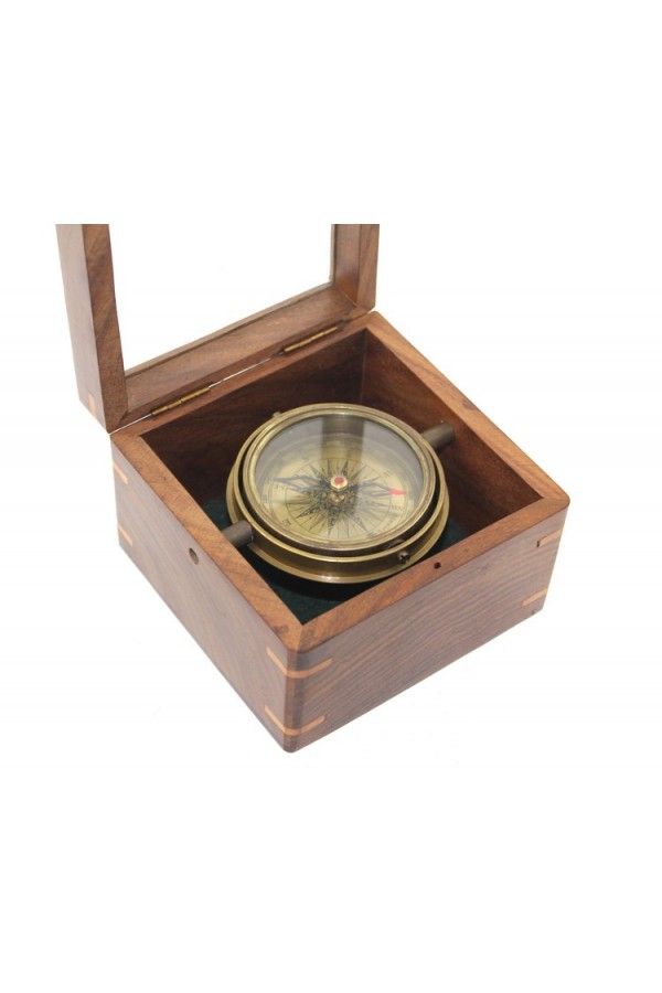 Ahşap Kutulu Pirinç Pusula