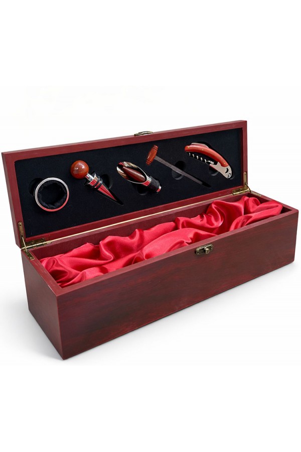 Ahşap Kutulu Şaraplık Ve Tirbuşon Seti