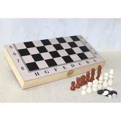 Ahşap Kutulu Satranç ve Tavla Seti