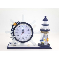 Ahşap Marin Deniz Feneri Dümenli Saat Ahşap Marin Deniz Feneri Dümenli Saat