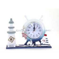 Ahşap Marin Deniz Feneri Dümenli Saat Ahşap Marin Deniz Feneri Dümenli Saat