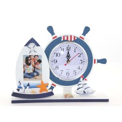 Ahşap Marin Dümenli Çerceveli Saat Ahşap Marin Dümenli Çerceveli Saat