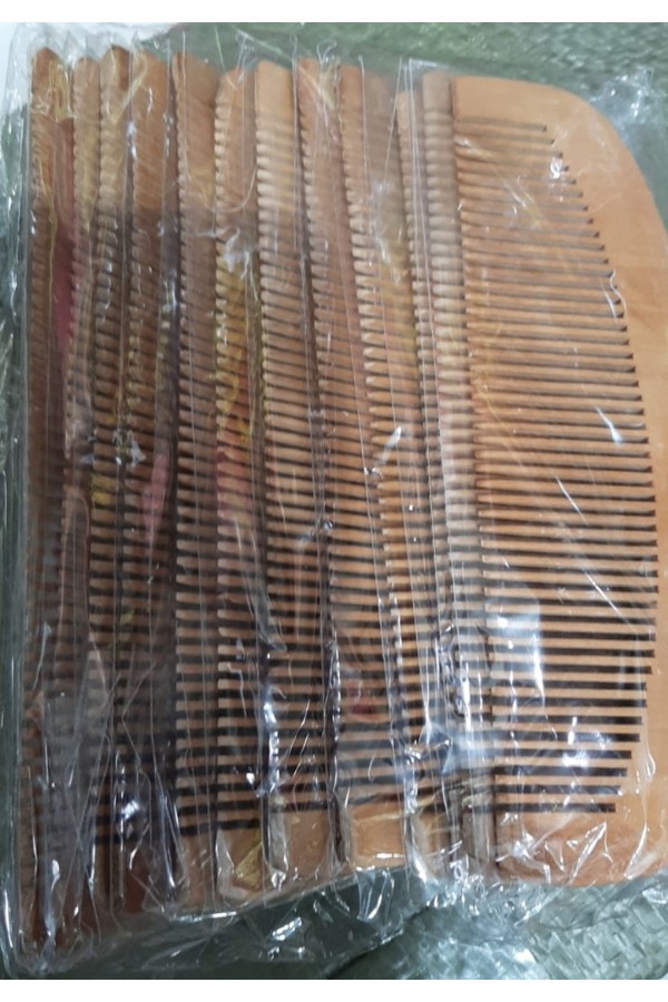 Ahşap Tarak 12'li Paket Dar Dişli Oval