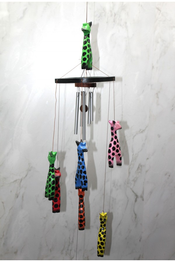 Ahşap Zürafalı Rüzgar Çan