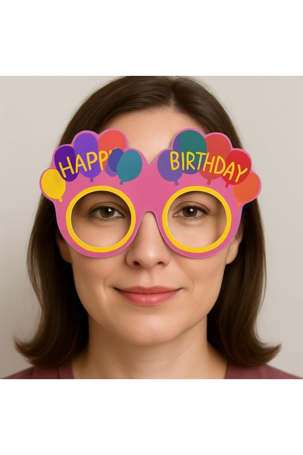 Balon Desenli Karton Doğum Günü Gözlükleri 6 Adet Pembe Renk Balon Desenli Karton Doğum Günü Gözlükleri 6 Adet Pembe Renk