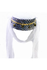 Parti Duvaklı Altın Pul İşlemeli Kına Fesi KınaOryantal Şapkası