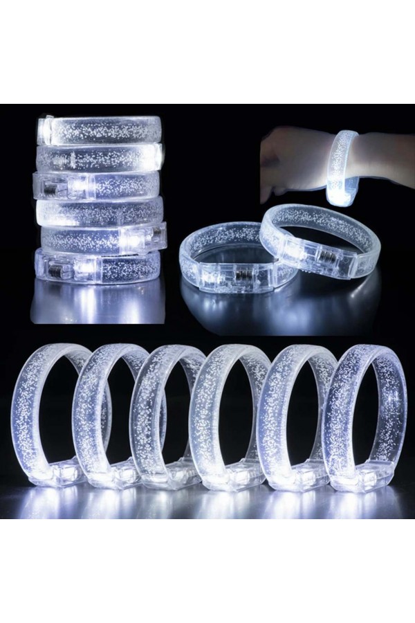 Beyaz-Gümüş Led Işıklı Baskı Yapılabilen Pilli Bileklik Bilezik 1,5 cm Genişlik Beyaz-Gümüş Led Işıklı Baskı Yapılabilen Pilli Bileklik Bilezik 1,5 cm Genişlik