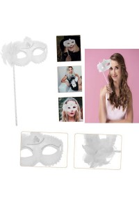 Beyaz Işıltılı Tutmalı Fotoğraf Çekimi Maskesi 18x29 cm