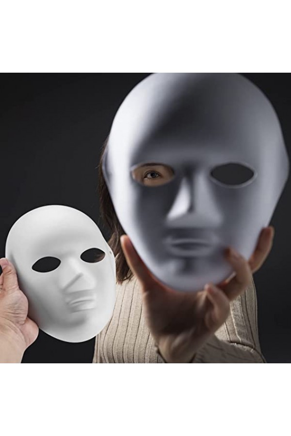 Beyaz Renk Boyanabilir Anonim Tam Yüz Cosplay Maske 24x18 cm