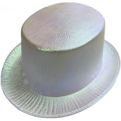 Beyaz Renk Işıltılı Hologram Kumaş Kaplama Fötr Silindir Şapka Yetişkin Boy Beyaz Renk Işıltılı Hologram Kumaş Kaplama Fötr Silindir Şapka Yetişkin Boy