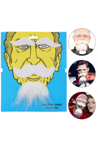 Beyaz Renk Kendinden Yapışkanlı Takma Sakal Bıyık ve Kaş Seti