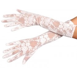 Beyaz Renk Orta Boy Dantelli Eldiven Beyaz Renk Orta Boy Dantelli Eldiven