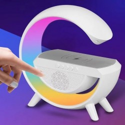 Bluetooth Hoparlörlü Kablosuz Şarj Özellikli Masa Lambası Gece Lambası Bluetooth Hoparlörlü Kablosuz Şarj Özellikli Masa Lambası Gece Lambası