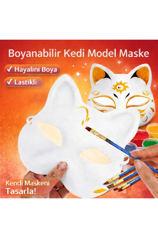 Boyanabilir Kedi Model Maske – Kendi Tasarımını Oluştur