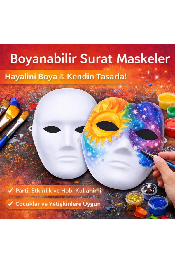Boyanabilir Surat Model Maske – Lastikli | Kendin Tasarla